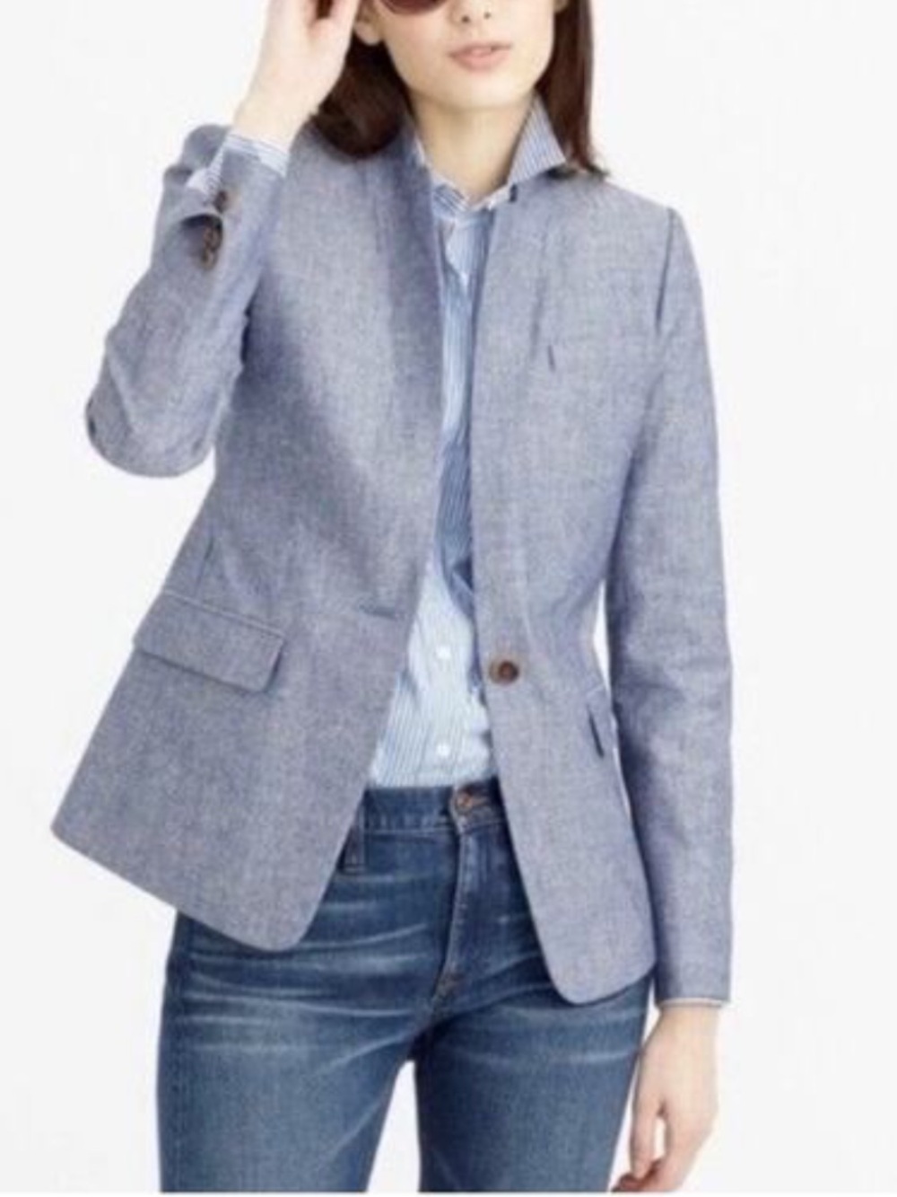 J.Crew Regent Blazer One-Button
Pocket Lined Chambray Blue